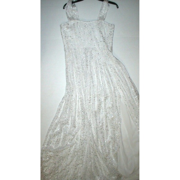 New Womens 10 NWT Designer Dress DVF Diane Von Furstenberg Long White Silver Foi - Picture 4 of 12